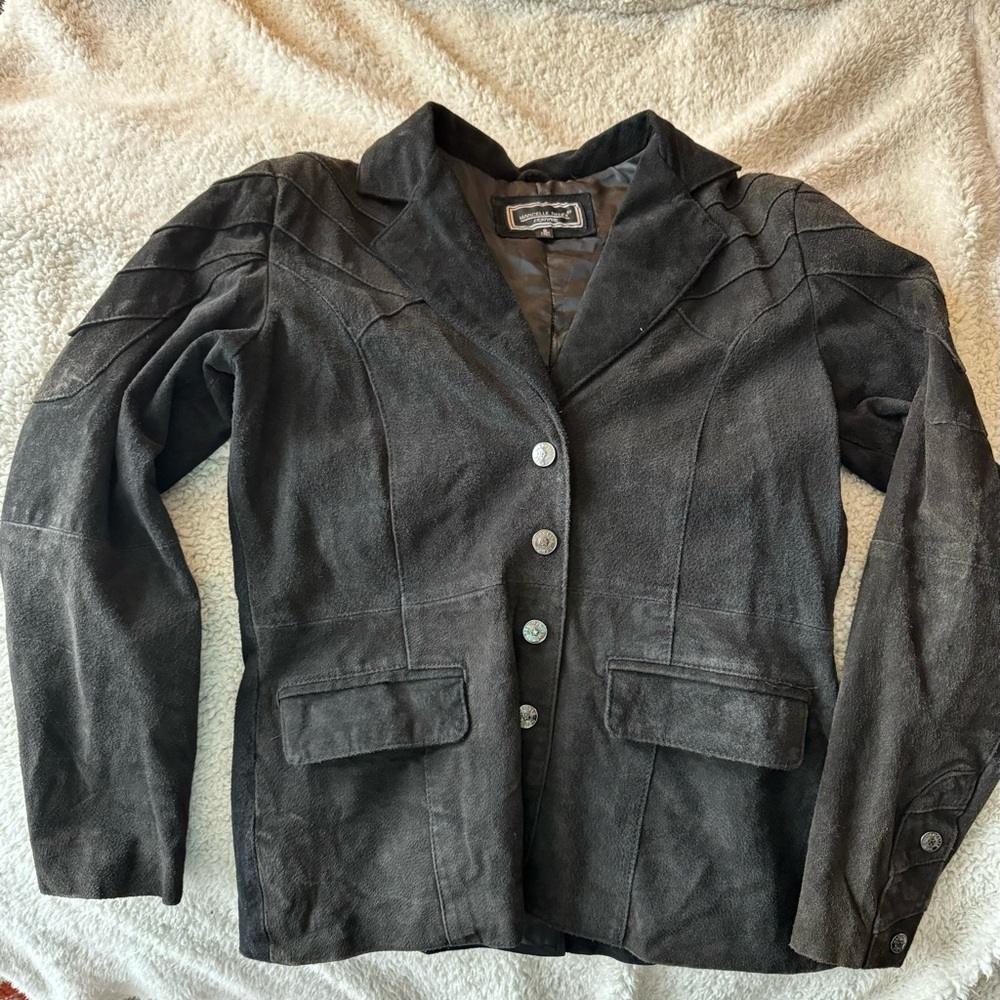 Marcelle Renée Leather Jacket/Blazer Size S  Black/Charcoal Color Western Style